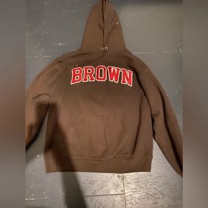 BROWN college hoodie.